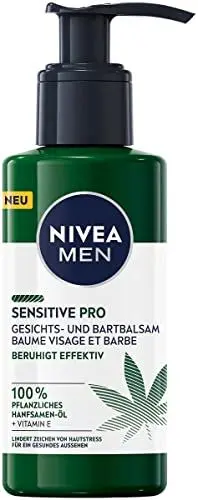 Produktbild: NIVEA MEN Sensitive Pro Gesichts- und Bartbalsam (150 ml), feuchtigkeitsspendende Creme für Männer mit Hanfsamenöl & Vitamin E, beruhigender, leichter Balsam für Bartträger