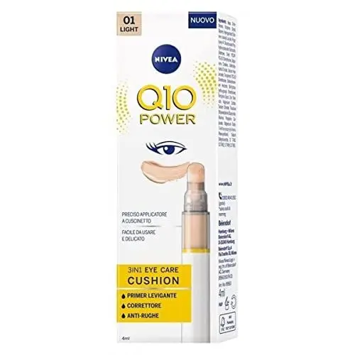 Produktbild: Nivea Q10 Power 3in1 Eye Care Cushion 01 Light 4 ml, Augencreme bunt und feuchtigkeitsspendend, Anti-Aging-Augengrundierung mit Coenzym Q10, Concealer Augenringe Glättung