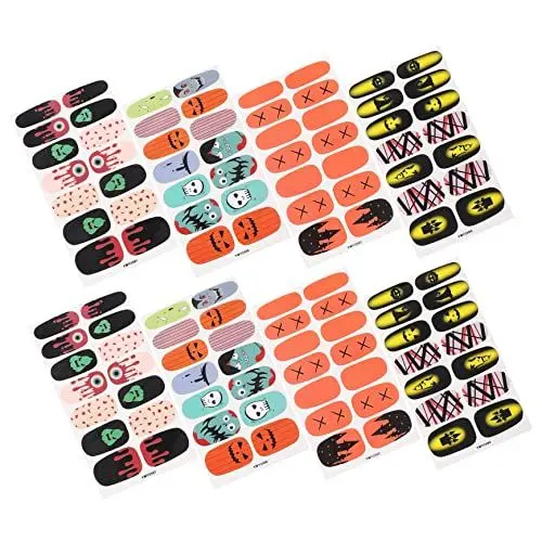 Produktbild: NIYANGLE 112 Stück Halloween Nagelaufkleber Selbstklebende Nagelkunst Folien für Damen für DIY Nageldesigns zu Halloween Weihnachten und Partys Langanhaltend und Einfach Anzuwenden