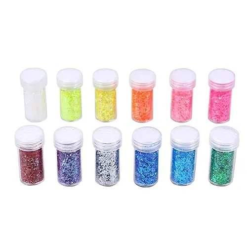 Produktbild: NIYANGLE 12Stücke Farben Glitzerstaub Für Nagelkunst Und DIY Bastelprojekte Fluoreszierende Pigmente Für Nägel Make Up Und Anwendungen