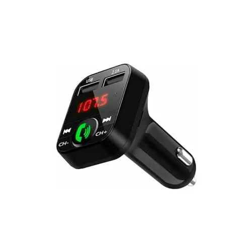 Produktbild: NK Bluetooth FM Transmitter Auto - Freisprecheinrichtung, Bluetooth-Musikplayer V5.0 + EDR, FM-Empfänger-Radioadapter, Dualer USB-Anschluss, Schnellladung 2,1 A und USB-Speicherhalterung