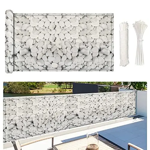 Produktbild: NKADNB Balkon Sichtschutz 50x100cm Balkonumspannung Blickdichte 100% Privatsphäre, Winddicht UV-beständig Reißfest, Balkonverkleidung für Balkongeländer Garten,Steine