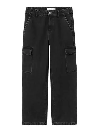 Produktbild: NAME IT Mädchen Nkfrose Hw Wide Cargo 6190-bs Noos Weite Jeans, Schwarz, 152 EU