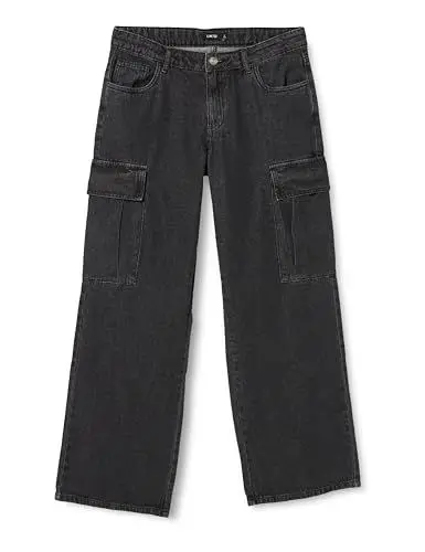 Produktbild: NAME IT Mädchen Nlflizza DNM Lw Wide Cargo Pant Cargohose, Black Denim,158