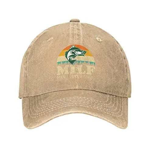 Produktbild: NLWQEKV Angelmütze „Milf Man I Love Fishing“, Mütze für Herren, Baseballmützen, grafische Mützen