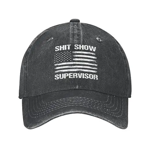 Produktbild: NLWQEKV Shit Show Supervisor Gifts Schwarze Trucker-Mütze, Baseballkappe, Baseballmützen für Männer und Frauen, Angelmützen, Cowboy-Jeansmütze