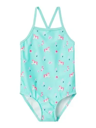 Produktbild: NAME IT Mädchen Nmfzille Swimsuit Box Tb Badeanzug 13225776,Bright White/AOP:Hearts,86-92