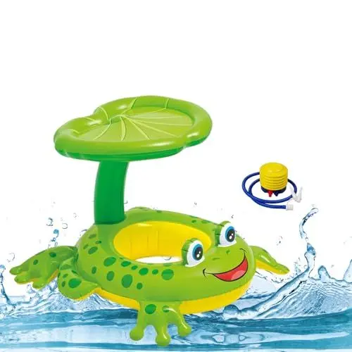 Produktbild: NMM Baby Schwimmring mit Sonnendach, Frosch-Babyboot mit Abdeckung und UPF-Schutz, Baby-Float füR 3-36 Monate