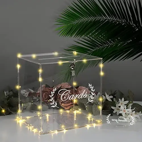 Produktbild: NNXHWY Hochzeitskartenbox für Den Empfang, Acryl-Kartenbox für Den Hochzeitsempfang, Acryl-Geschenkbox für die Hochzeit, DIY-Geschenkkartenbox mit String Light, Transparenter Hochzeitsumschlag,(#1)