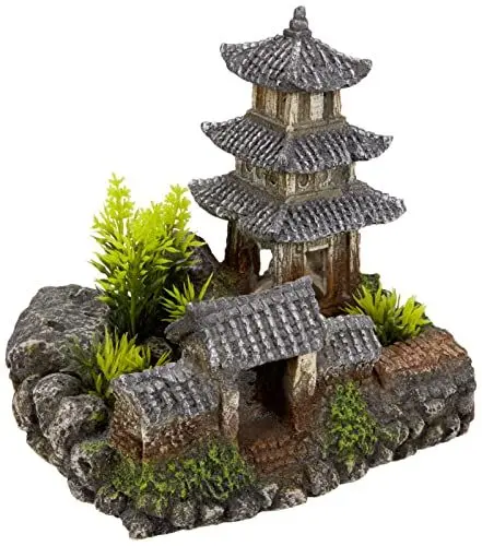 Produktbild: Nobby Aqua Ornaments ASIATISCHER Tempel mit Pflanzen, 18,5 x 14,2 x 17 cm, 1 Stück