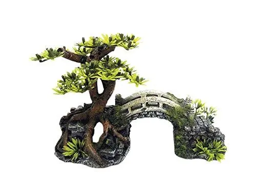 Produktbild: Nobby Aqua Ornaments BRÜCKE MIT BONSAI mit Pflanzen, 20,3 x 9,0 x 14,0 cm, 1 Stück