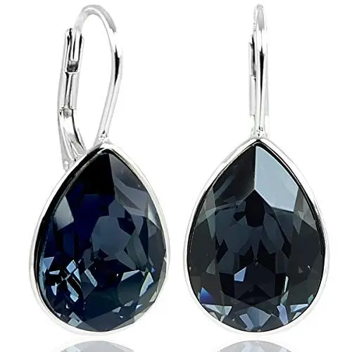 Produktbild: NOBEL SCHMUCK Ohrringe 925 Silber Schwarz mit Markenkristallen Tropfen
