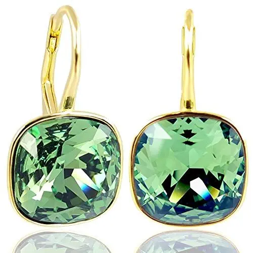 Produktbild: NOBEL SCHMUCK Ohrringe Gold Grün Erinite 925 Silber Kristalle Silberohrringe vergoldet