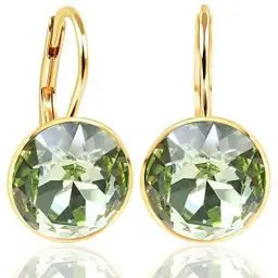 Produktbild: NOBEL SCHMUCK Ohrringe Gold Marken Kristallen Hellgrün 925 Sterling Silber - schlicht modern