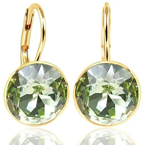 Produktbild: NOBEL SCHMUCK Ohrringe Gold Marken Kristallen Hellgrün 925 Sterling Silber - schlicht modern