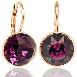 Produktbild: NOBEL SCHMUCK Ohrringe Rosegold Beere Amethyst Markenkristalle 925 Sterling - schlicht modern