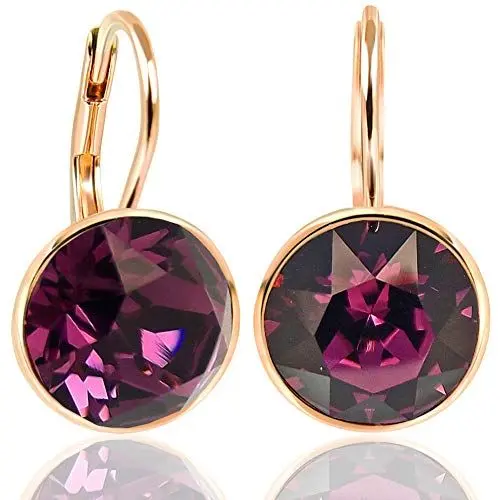 Produktbild: NOBEL SCHMUCK Ohrringe Rosegold Beere Amethyst Markenkristalle 925 Sterling - schlicht modern