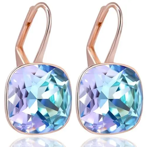 Produktbild: NOBEL SCHMUCK Ohrringe Rosegold Pink bis Türkis Markenkristalle 925 Silber