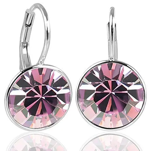 Produktbild: NOBEL Silberohrringe Lila Kristalle aus Österreich 925 Silber Light Amethyst - schlicht modern