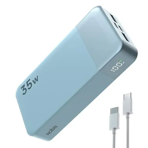 Produktbild: Nobis Power Bank, 20000mAh Tragbares Ladegerät, 35W USB C in & Out Schnellladung, 4 Ports Externes Batterie Pack mit LED Digitales Display, Kompatibel mit MacBook, for Phone 15 S23 (Blau)