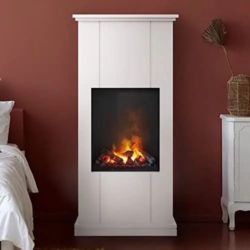 Produktbild: Noble Flame NEW ORLEANS (Stand-Elektrokamin Opti-myst): Weiß (warm) - Dekoholz - Brennraum: Schwarz, pulverbeschichtet