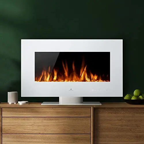 Produktbild: Noble Flame VEGAS 900 Weiß - Elektrokamin Standkamin Kaminofen Kamin - Fernbedienung - verschiedene Breiten