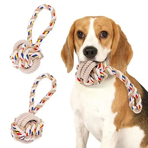 Produktbild: Nobleza Hundespielzeug unzerstörbares 2 Pack, 100% natürliche Baumwolle Seil Hundespielzeug - interaktives Tauziehspielzeug für Welpen - Dog Rope Toy - welpenspielzeug - Hundekauspielzeug - 20 cm