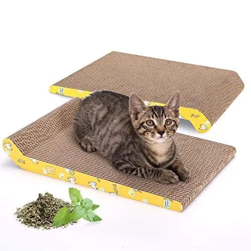 Produktbild: Nobleza 2 Stücke Katzen kratzbrett mit Minze, Wellpappe Kratzmatten, Recycelbar Qualitäts-Pappe Kratzpad,Kratzpads Beidseitig Erhältlich, 40 x 25cm