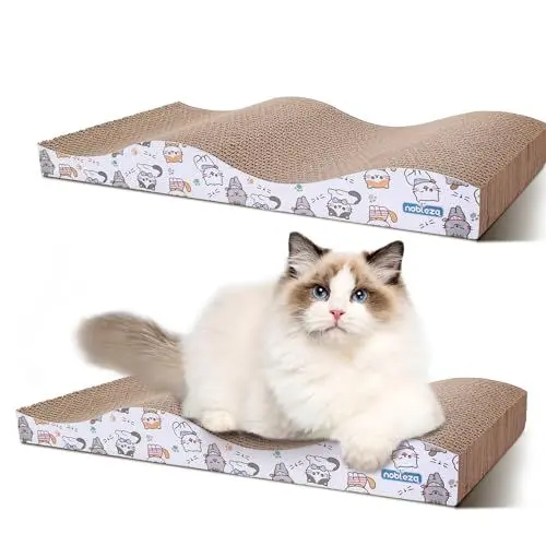 Produktbild: Nobleza 2 Stücke Katzen kratzbrett mit Minze, Wellpappe Kratzmatten, Recycelbar Qualitäts-Pappe Kratzpad,Kratzpads Beidseitig Erhältlich, 44 x 22cm