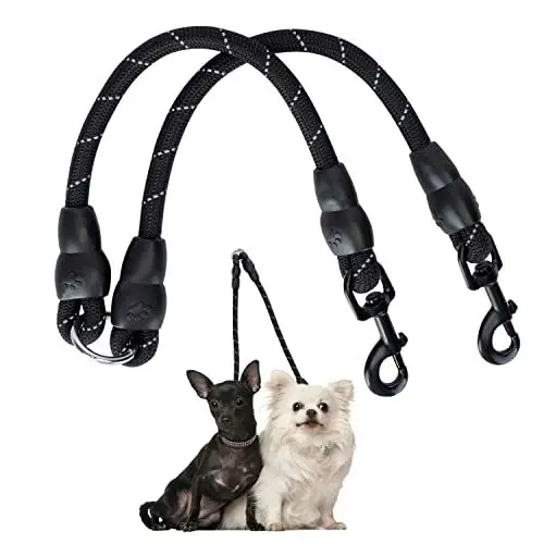 Produktbild: Nobleza Doppelleine Hundeleine für 2 Hunde, Verstellbare Hundeleine mit Reflektierend Flexible Doppelte Leinen für Zwei Hunde(Schwarz)