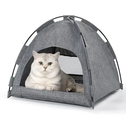 Produktbild: Nobleza Faltbares Katzenhaus, 2-in-1 Katzen und Hundebett, Abwaschbar mit Kissen, für Kleine bis Katzen und Hunde, Geeignet für Innen und Außenbereich