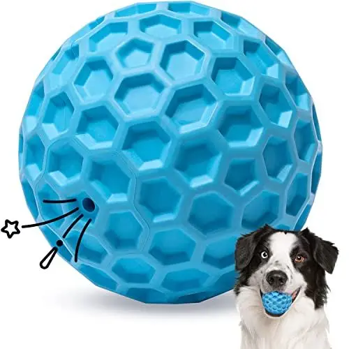 Produktbild: Nobleza Hundeball, Unzerstörbar Hundespielzeug Ball aus Naturkautschuk, Quietschend Interaktives Kauspielzeug, Robuster Hunde Ball, Squeaky Dog Balls, Ø 8cm
