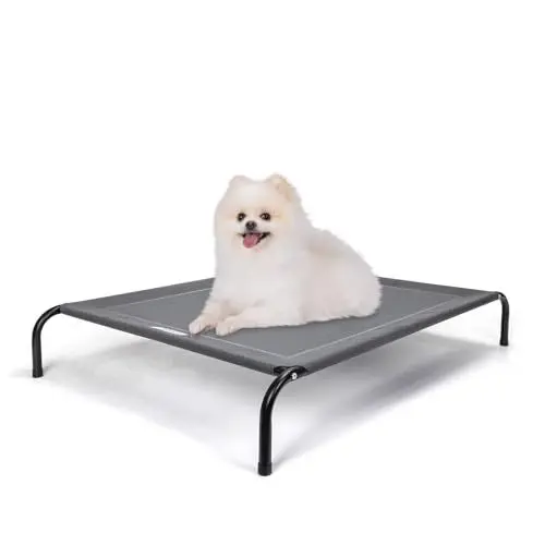 Produktbild: Nobleza Hundeliege Outdoor, Erhöhtes Hundebett Kleine Hunde, für Draußen Camping, Kühlendes Erhöhtes Hund Haustierbett, Haustierliege Waschbar und Robuster, Grau, S, 87x65x20CM