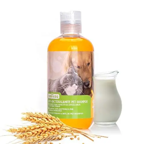 Produktbild: Nobleza Hundeshampoo mit Natürlichen Citronellol-Inhaltsstoffen, Tiefenreinigungsshampoo für Hunde, Fellpflege & Fellglanz, Sensitive-Shampoo Katze, mit Milch- und Haferduft, 250ML