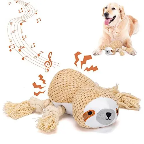 Produktbild: Nobleza Hundespielzeug, Plüschhundespielzeug, Quietschende Hundespielzeuge mit Knitterpapier, süßes Tauziehen Hundekauspielzeug für Welpen, kleine, mittlere, große Hunde, (Faultier)