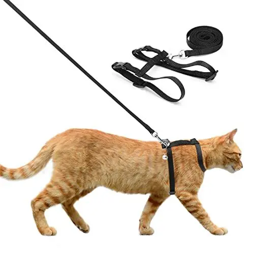 Produktbild: Nobleza Katzengeschirr mit Leine, Verstellbare Nylon Geschirre Katzenleine, für Katzen und Kaninchen