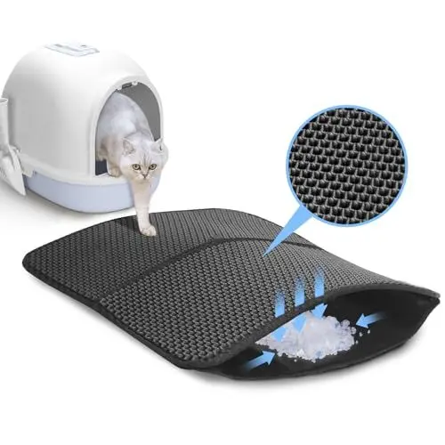 Produktbild: Nobleza Katzenklo Matte Katzenstreu Matte Katzenklo,(60x40cm,Schwarz) Katzenstreu Matte Katzenklo Unterleger Waben Design,rutschfeste Katzenstreu Matte für Katzentoiletten,Cat Litter mat