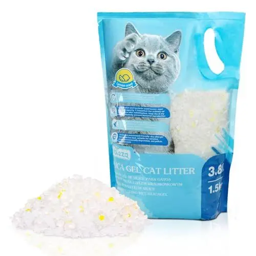 Produktbild: Nobleza Silikat Kristalle Katzenstreu 3.8L - Hochwertige, Staub, Zitronengeschmack- und klumpenfreie Katzenstreu mit überlegener Geruchskontrolle und effektiver Flüssigkeitsaufnahme