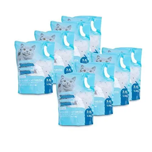 Produktbild: Nobleza Silikat Kristalle Katzenstreu 8 x 3.8L - Hochwertige, Staub- und klumpenfreie Katzenstreu mit überlegener Geruchskontrolle und effektiver Flüssigkeitsaufnahme