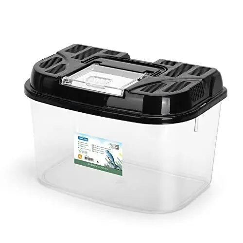 Produktbild: Nobleza Terrarium für Reptilien und Amphibien, Transparente Kunststoff Reptilienzucht Box für Schildkröte Eidechse Spide Hornfrosch Käfer, Tragbarer Reptil Fütterungsbox, XL(34.8 * 22.1 * 21.6cm)