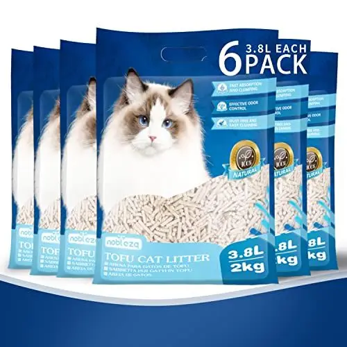 Produktbild: Nobleza Tofu Katzenstreu biologisch abbaubare – 22.8 Liter Katzen Streu klumpend, staubfreie und geruchlose