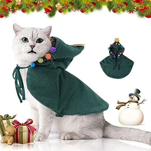 Produktbild: Nobleza Weihnachtskostüm Katze, Hunde Weihnachts kostüm, Weihnachten Haustier Kleidung, Weihnachtsbaum Anzug mit Claus Kappe und Hut, Wirklich Einzigartig und Süß
