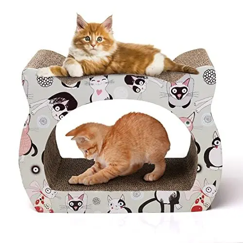 Produktbild: Nobleza - Katzenkratzbrett mit Katzenminze Kratzbrett für Katzen Kätzchen Kratzspielzeug Lounge Kartonkratzer, 39 * 29 * 22 cm