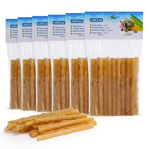 Produktbild: Nobleza - Kaustangen Hund zur Zahnpflege, Größe 125 mm x 10 mm, Kausticks für Hunde 100% Natürlich 120er-Pack, Niedrig in Fett, Hoch in Protein, Keine künstlichen Zusatzstoffe