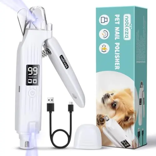 Produktbild: Nobleza krallenschleifer für Hunde und Katzen, Krallenschere 2 in 1 mit 2 LED-Leuchten, Elektrische Krallenschneider mit LED-Anzeige für Haustier, Nagelschere mit Schutzhülle für Mittlere Kleine Hunde