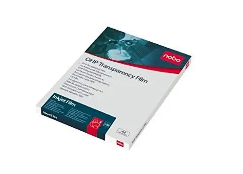 Produktbild: Nobo Folie 50 Stück DIN A4 für Inkjetdrucker 120my Stärke Kompatibel mit Tintenstrahldrucker