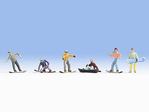 Produktbild: NOCH Snowboarder, Mini-Figuren für Winterlandschaften, 1:87 H0 Maßstab für Modellbahn und Dioramen