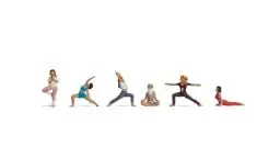 Produktbild: NOCH® Figuren-Set „Beim Yoga“, Modellbau Figuren aus Kunststoff für die Modelleisenbahn Spurweite H0 zum Basteln, DIY