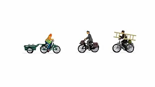 Produktbild: NOCH H0 Figuren Radfahrer, Figuren-Set aus Kunststoff, 3-teiliges Modellbahn Zubehör für die Spurweite H0 im Maßstab 1:87