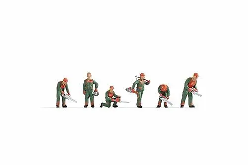Produktbild: NOCH® Waldarbeiter, handbemalte Figuren, 1:87 (H0) Maßstab, 6 Miniatur-Figuren für Modellbau, Dioramen und DIY Projekte